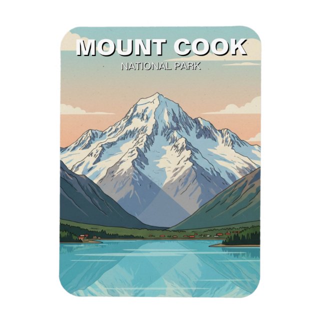 Mount Cook nationalpark Nya Zeeland vykort Magnet (Vertikal)