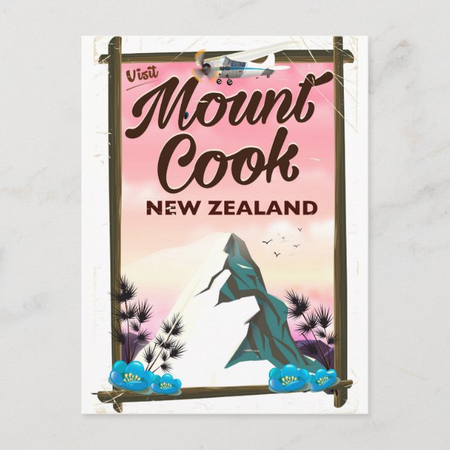 Mount Cook Nya Zeeland resaffisch Vykort (Framsida)