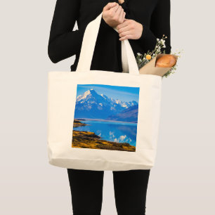 Mount Cook Overlook Sjö Pukaki, NZ Large Tote Jumbo Tygkasse