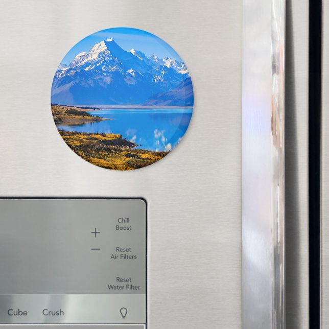 Mount Cook Overlook Sjö Pukaki, NZ Magnet (In Situ (Fridge))
