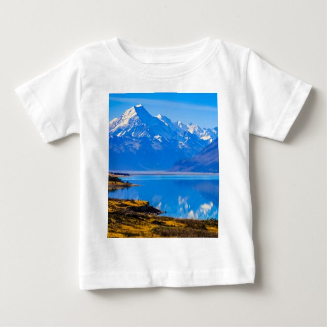 Mount Cook Overlook Sjö Pukaki, NZ T Shirt (Framsida)
