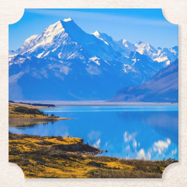 Mount Cook Overlook Sjö Pukaki, NZ Underlägg Papper (Framsida)