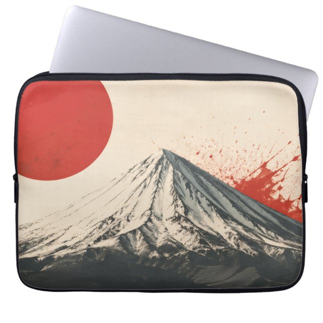 Mount Damavand Minimalistisk Väggkonst – Röd Sol A Laptop Fodral (Framsidan)