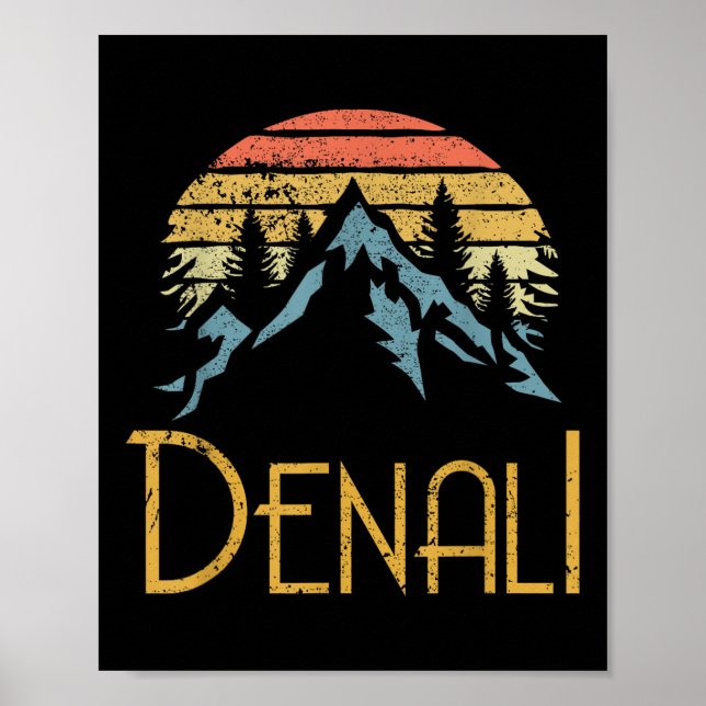 Mount Denali Alaska Fjäll Camping Vandring Utomhus Poster (Framsidan)