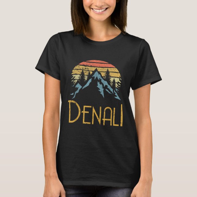 Mount Denali Alaska Fjäll Camping Vandring Utomhus T Shirt (Framsida)