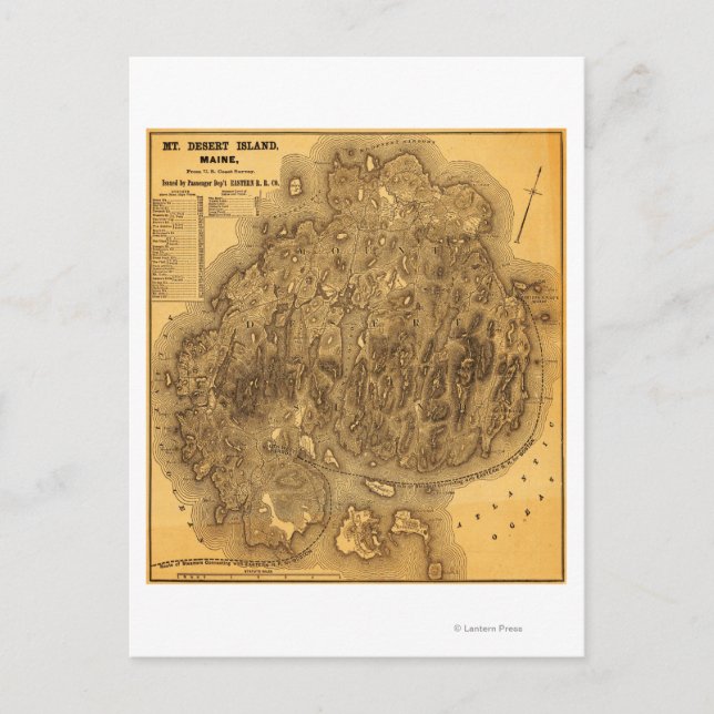 Mount Desert IslandPanoramic Karta Vykort (Framsida)