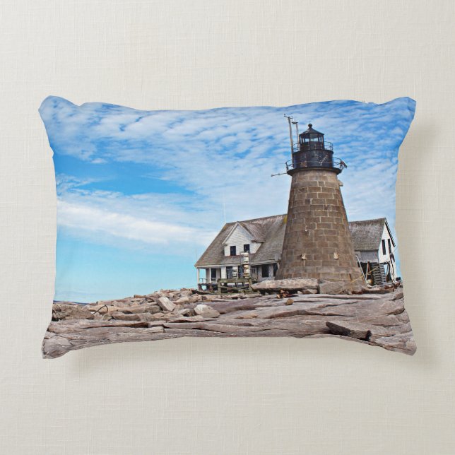 Mount Desert Sten fyr, Maine accent Pillow Prydnadskudde (Framsidan)