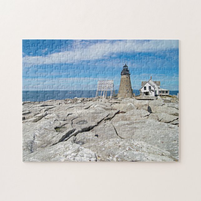Mount Desert Sten fyr, Maine Jigszle Puzzle Pussel (Horisontell)