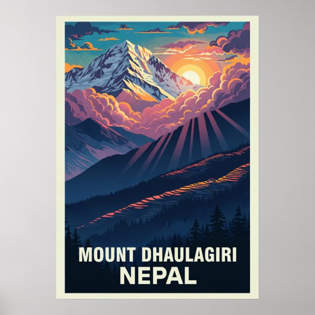 Mount Dhaulagiri Nepal V03 Poster (Framsidan)