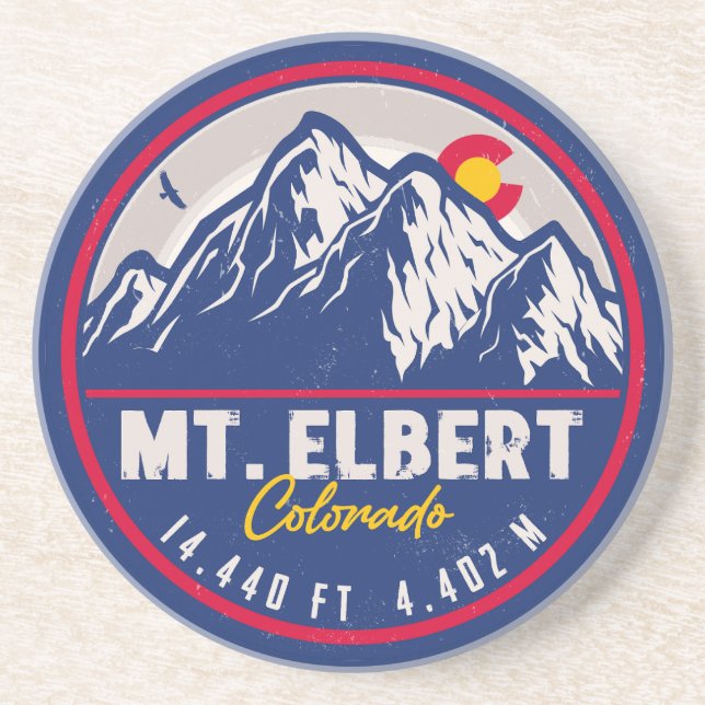 Mount Elbert Mount Elbert 14ers Retro Sunset Underlägg (Framsidan)