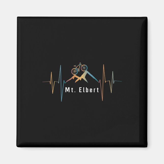 Mount Elbert Summit Mountain Biking Retro Heartbea Magnet (Framsidan)