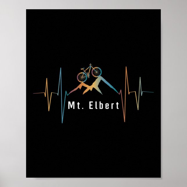 Mount Elbert Summit Mountain Biking Retro Hjärtkla Poster (Framsidan)