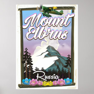 Mount Elbrus, rysk reseaffisch Poster