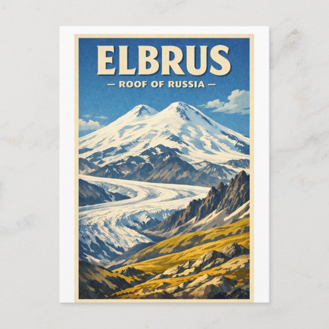 Mount Elbrus, Ryssland, i klassisk retro-stil Vykort (Framsida)