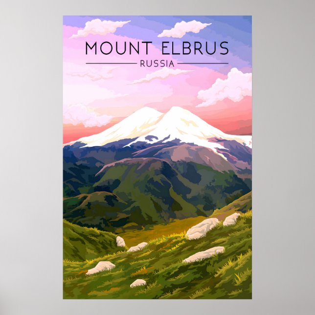 Mount Elbrus Ryssland Resa Affisch (Framsidan)