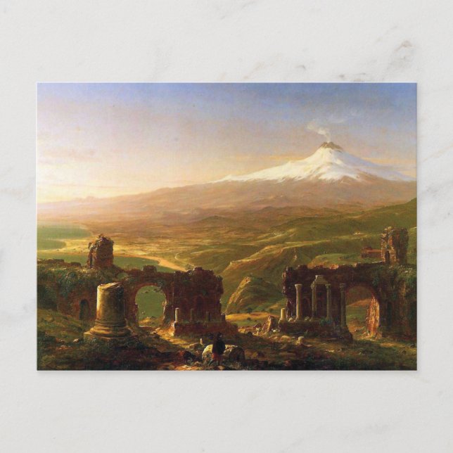 Mount Etna från Taormina, vulkanruiner Vykort (Framsida)
