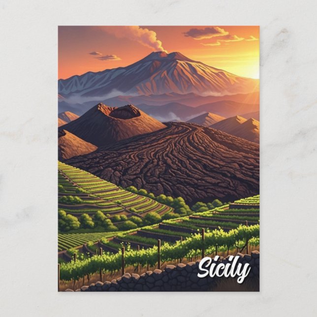 Mount Etna Sicilien Italien Vykort (Framsida)