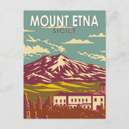 Mount Etna Sicilien Resa Konst Vintage Vykort