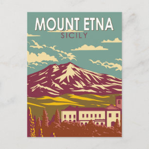 Mount Etna Sicilien Resa Konst Vintage Vykort