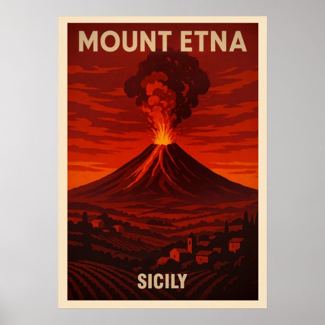 Mount Etna Sicily V04 Poster (Framsidan)