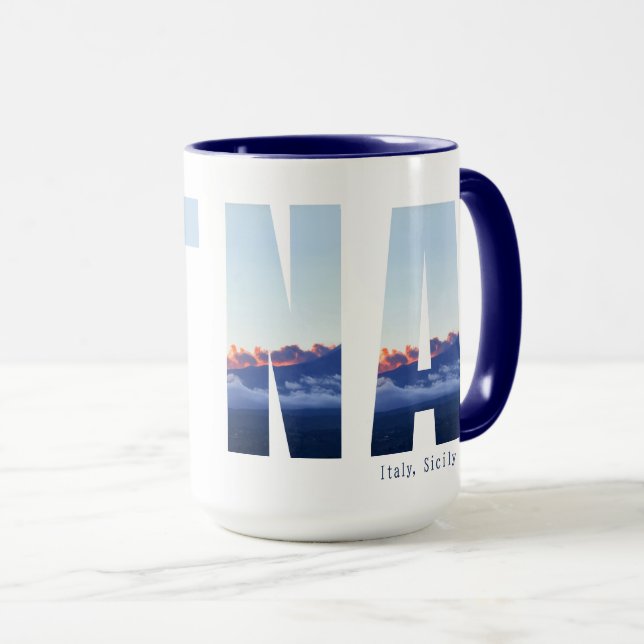 Mount Etna Vulkan Rökande Kväll Mugg (Framsida höger)