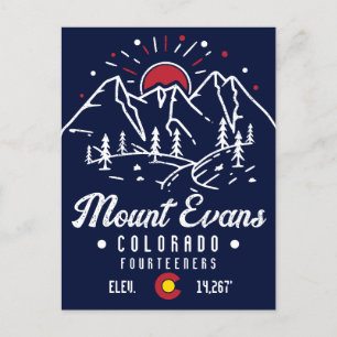 Mount Evans Colorado 14ers Mountain Minimalist Vykort