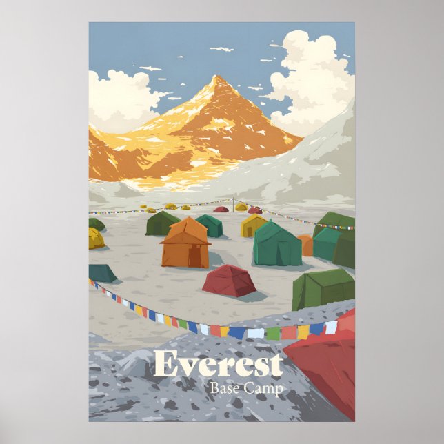 Mount Everest Basläger Resaaffisch Poster (Framsidan)