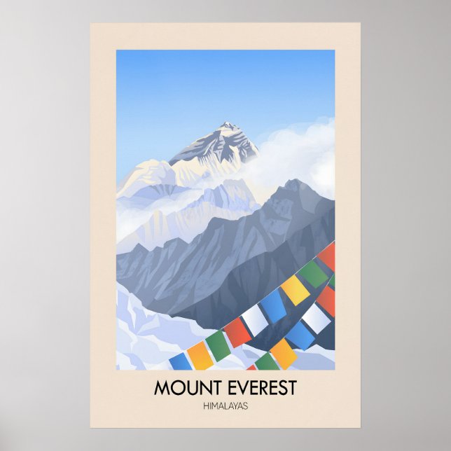 Mount Everest Himalaya Resemålning Poster (Framsidan)