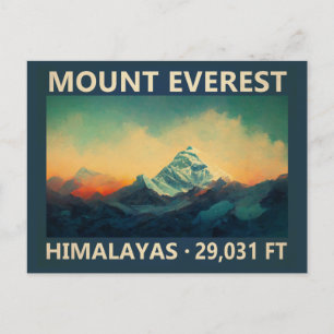 Mount Everest Himalayas Watercolor Vintage Vykort