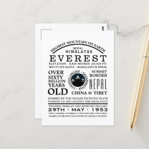 Mount Everest, information om bergsexpedition Vykort