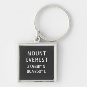Mount Everest Latitude Longitud Fyrkantig Silverfärgad Nyckelring