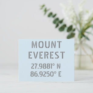Mount Everest Latitude Longitud Vykort