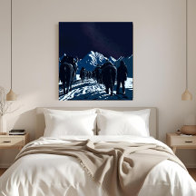 Mount Everest Natt Karavan Lyxig Canvas Konst