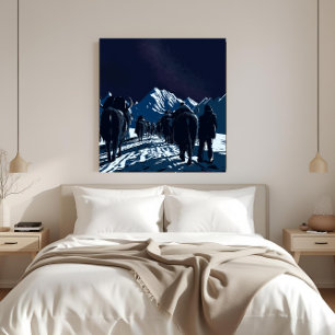 Mount Everest Natt Karavan Lyxig Canvas Konst