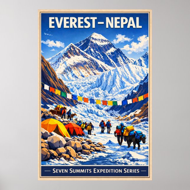 Mount Everest Nepal - Vintage Poster (Framsidan)