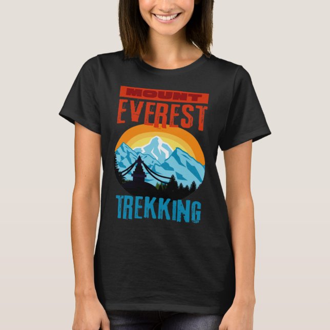 Mount Everest Trekking Mountain Hiker Klib Nepal T Shirt (Framsida)