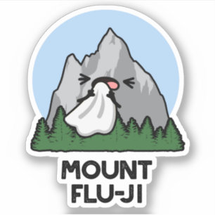 Mount Flu-ji Funny Mountain Pun Klistermärken