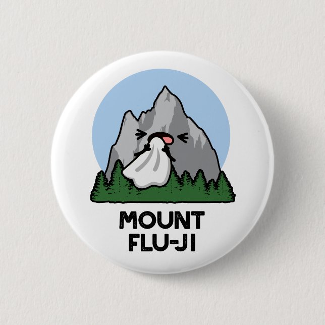 Mount Flu-ji Funny Mountain Pun Knapp (Framsida)