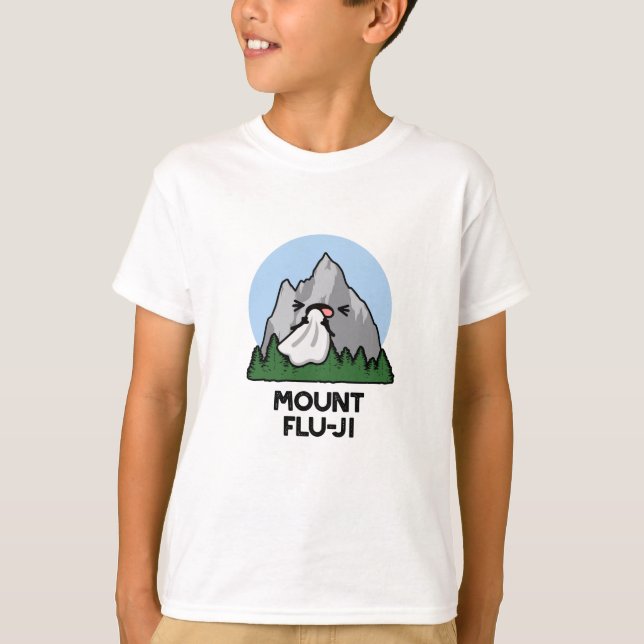 Mount Flu-ji Funny Mountain Pun T Shirt (Framsida)