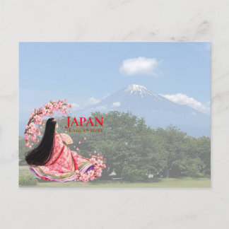 Mount Fuji and Princess Kaguya Japanese Postcard Vykort
