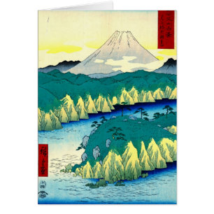 Mount Fuji från Hakone sjön 1858 Hälsningskort