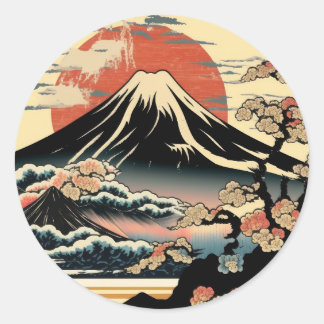 Mount Fuji, Fugaku, fujiyama, Ukiyo-e Art Runt Klistermärke