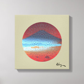 Mount Fuji Gult Beige av Rofey Canvastryck