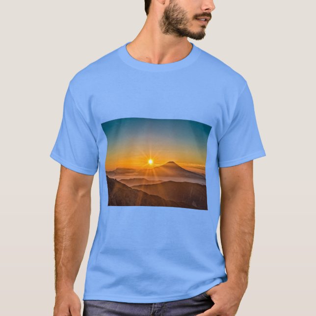 Mount Fuji Horisont  T Shirt (Framsida)