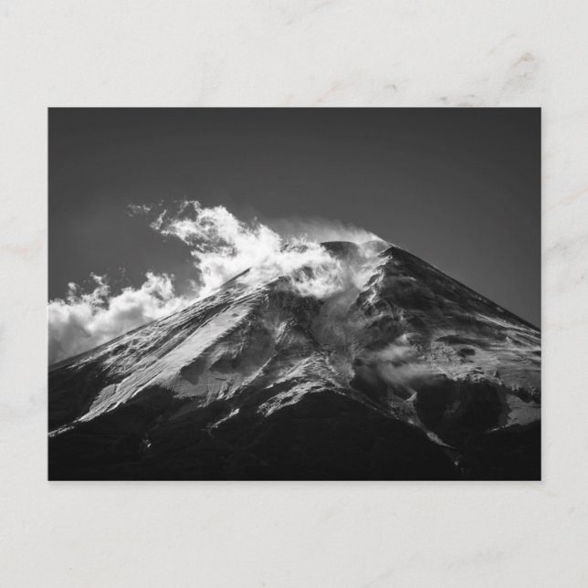 Mount Fuji i svartvitt Vykort (Framsida)