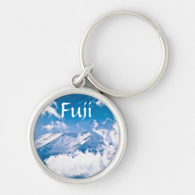 Mount Fuji, Japan Keychain Rund Silverfärgad Nyckelring (Framsidan)