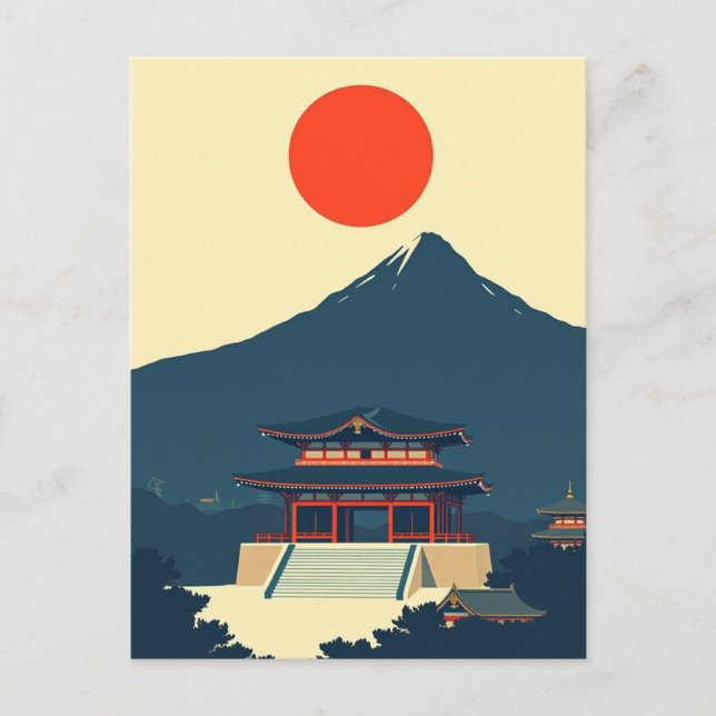 Mount Fuji Japan Minimalist Retro Vykort (Framsida)