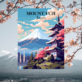Mount Fuji, Japan Reseskissillustration  Vykort