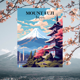 Mount Fuji, Japan Reseskissillustration Vykort
