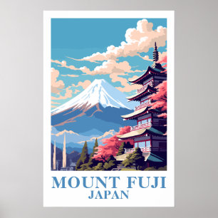 Mount Fuji Japan Vintage Resa Pagoda Konst Affisch